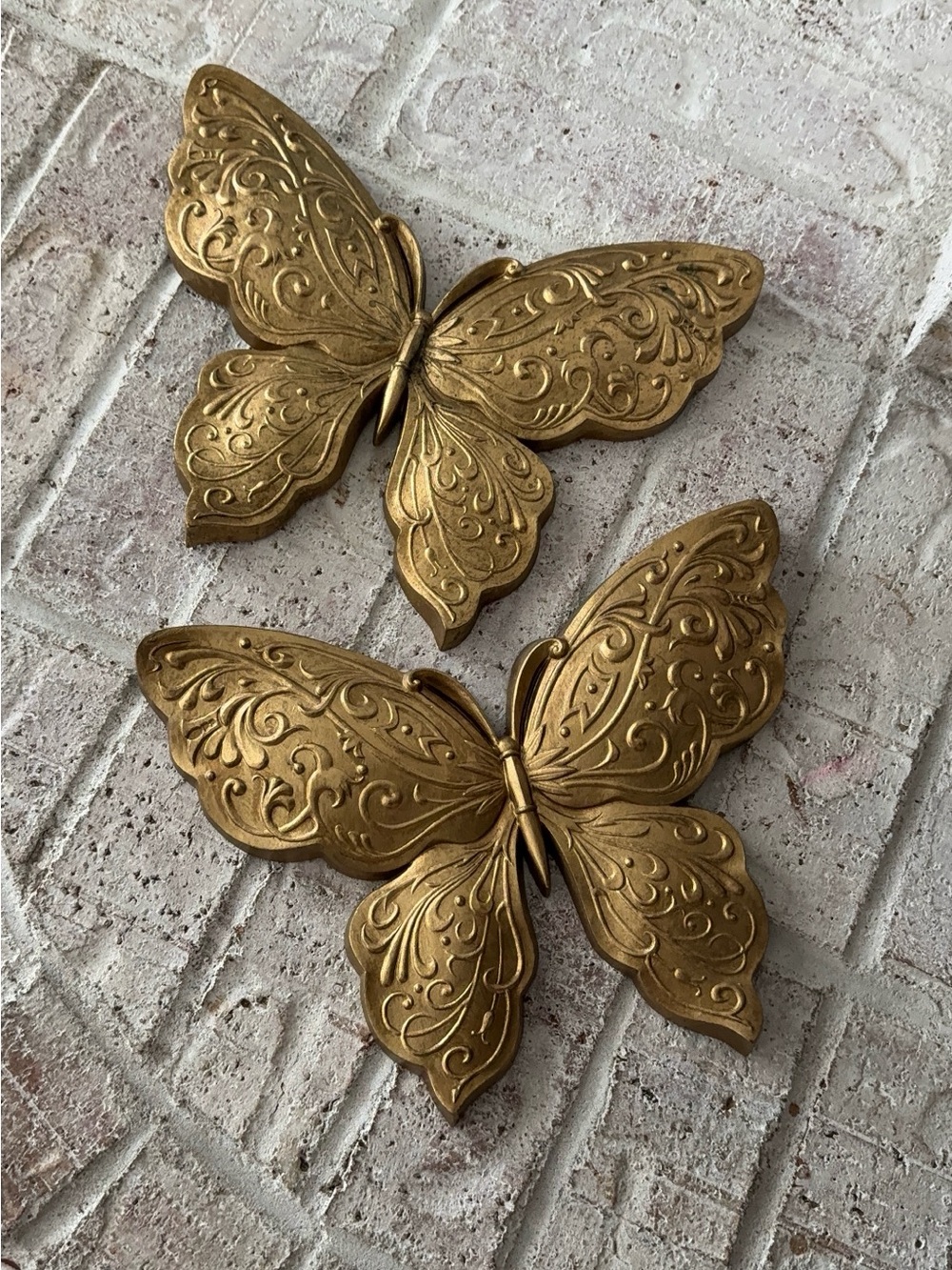 Vintage Burwood Golden Butterflies Wall Decor Boho